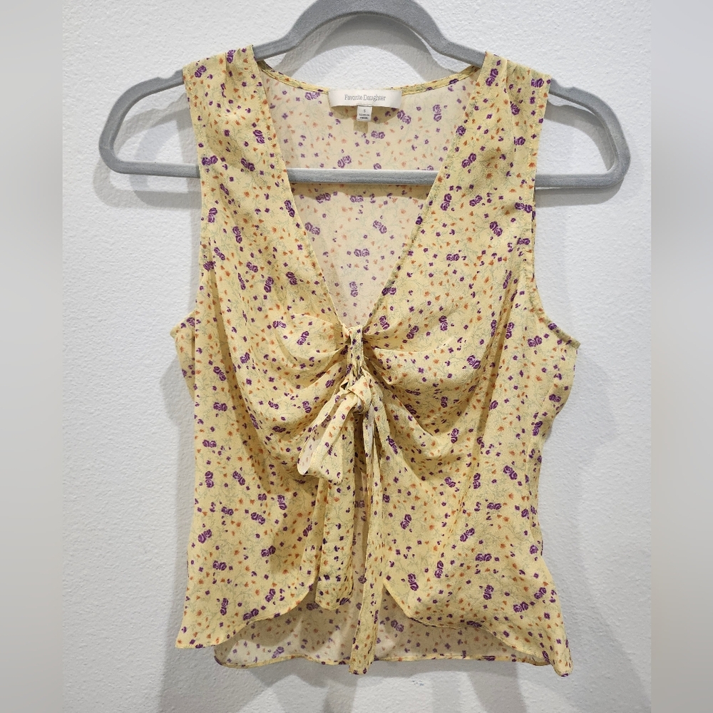 NEW FAVORITE DAUGHTER YELLOW GWEN TOP SIZE SMALL 100% SILK - Picture 5 of 9